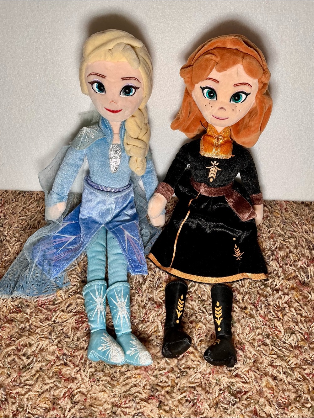 TY Sparkle Disney Frozen 2 Anna Elsa Plush Dolls 16” Pair Princess Set